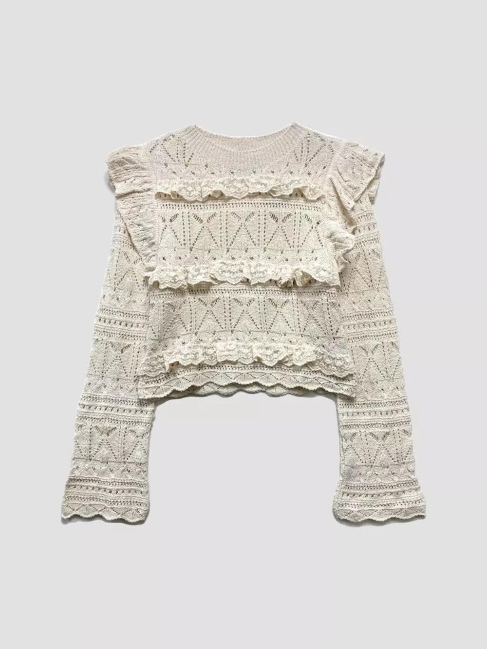 Zara Beige Crochet Sweater